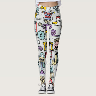 April Fools: Colourful Doodle Set. Leggings