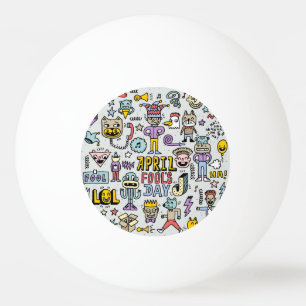 April Fools: Colourful Doodle Set. Ping Pong Ball