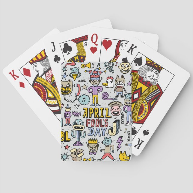 April Fools: Colourful Doodle Set. Playing Cards (Back)