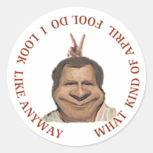 April fools day classic round sticker