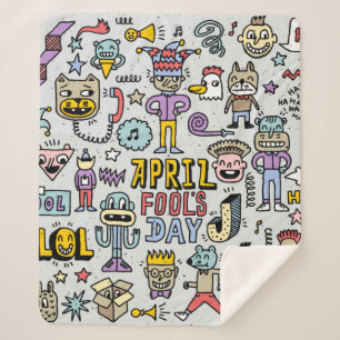 April fools day funny doodle colorful set 1. Vinta Sherpa Blanket