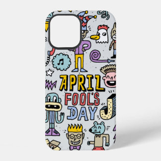 April fools day funny doodle colourful set 1. Vint iPhone 12 Case