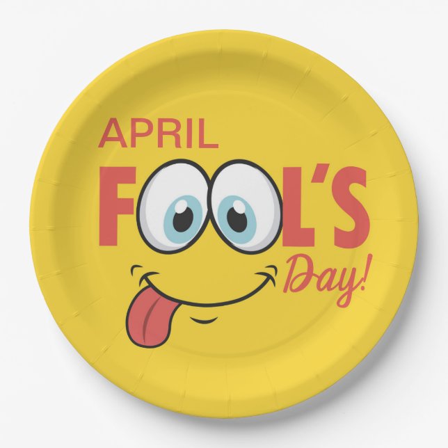 April Fool's Day Happy Funny Face | Holidays Paper Plate (Front)