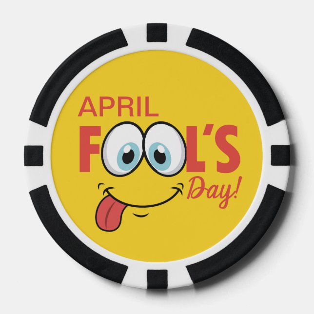 April Fool's Day Happy Funny Face | Holidays Poker Chips (Front)