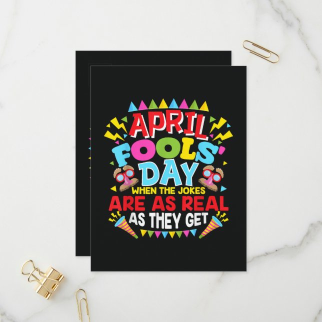 April Fools' Day Invitation Postcard (Front/Back In Situ)