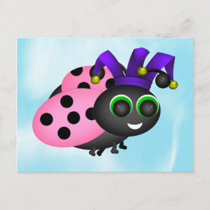 April Fools Day Ladybug Jester Postcard