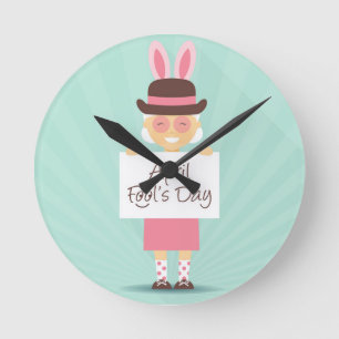 april fools day round clock