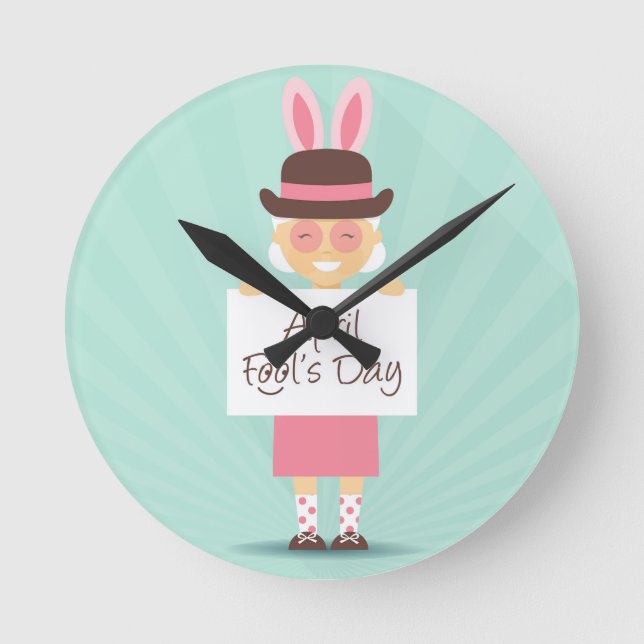 april fools day round clock (Front)