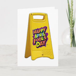 April fools day yellow plastic sign text colourful card