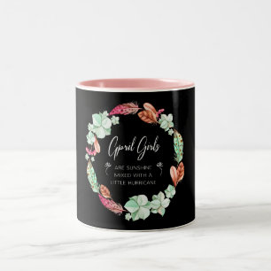 April Girls Are Sunshine, Flowers Birthday Gift Two-Tone Coffee Mug
