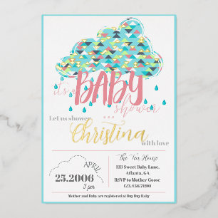 April Gold Foil Modern Baby Shower Invitation
