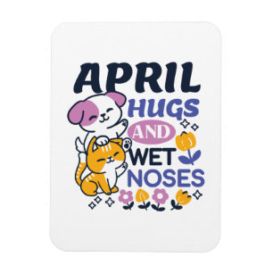 April Hugs and Wet Noses – Cute Dog and Cat Art Magnet