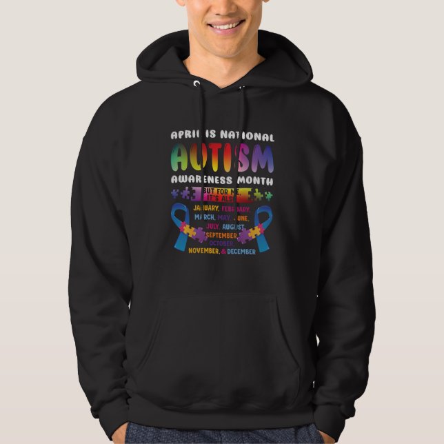 April Is National Autism Awareness Autism Mom Auti Hoodie (Front)
