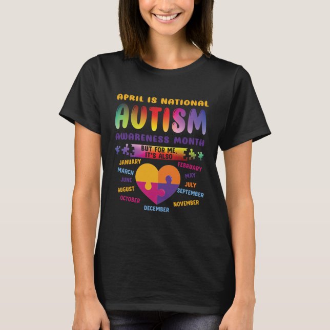 April Is National Autism Awareness Autism Mom Auti T-Shirt (Front)