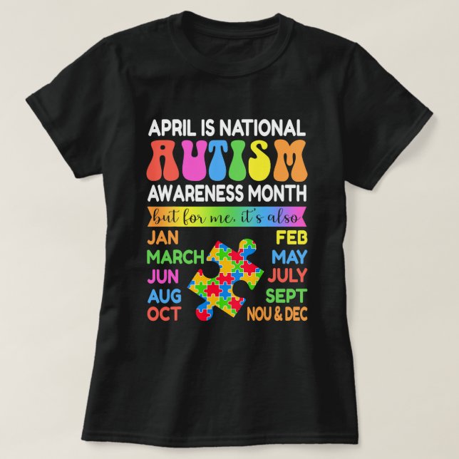 April is National Autism Awareness Month Boy Girl  T-Shirt (Design Front)