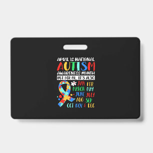 April is National Autism Awareness Month ID Badge