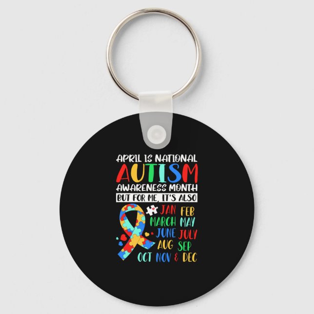 April is National Autism Awareness Month Key Ring (Front)