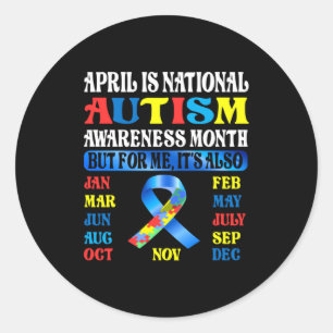 April Is National Autism Awareness Month Kids Boy Classic Round Sticker