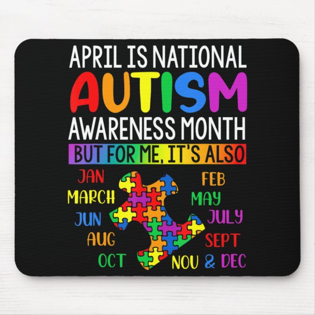 April is National Autism Awareness Month Kids Boys Mouse Pad (Front)