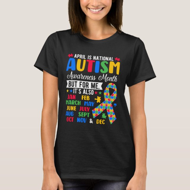 April Is National Autism Awareness Month Puzzle Pi T-Shirt (Front)