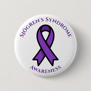 April is Sjögren's Awareness   Purple Ribbon 6 Cm Round Badge