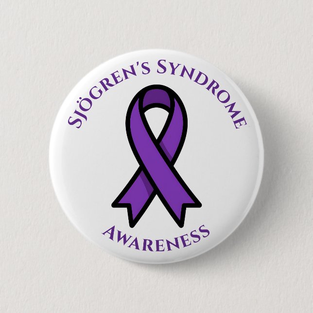 April is Sjögren's Awareness | Purple Ribbon 6 Cm Round Badge (Front)