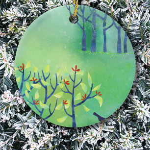 April Landscape Ceramic Ornament
