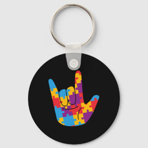 April National Autism Awareness Month Asl Love Sig Key Ring