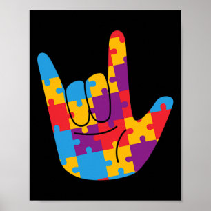 April National Autism Awareness Month Asl Love Sig Poster