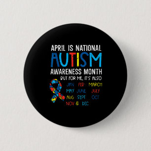 April National Autism Awareness Month Ribbon Men W 6 Cm Round Badge