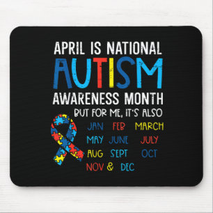 April National Autism Awareness Month Ribbon Men W Mouse Pad
