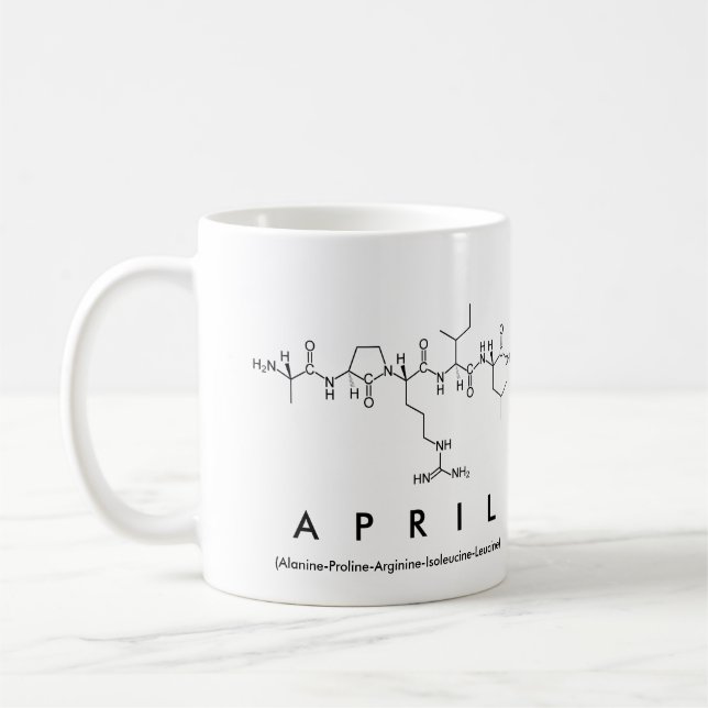 April peptide name mug (Left)