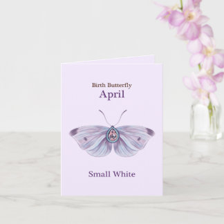 April Purple Small White Diamond Butterfly Art Card