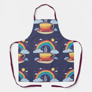 "April Rainbow Colourful Cup Plate Design" Apron
