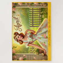 April Retro Blonde Pin-Up Spring Girl 