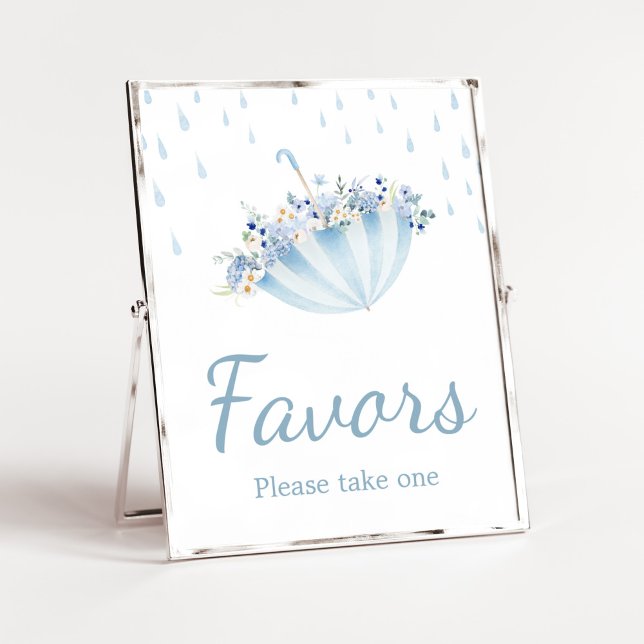 April Shower Bring May Flowers Baby Shower Favours Poster (Boy April Shower Bring May Flowers Baby Shower Favors Sign)