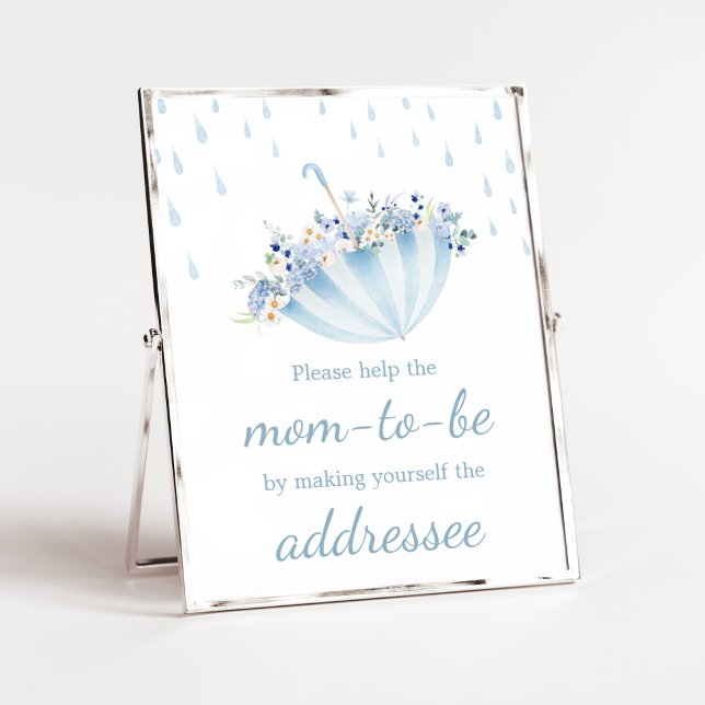 April Shower Bring May Flowers Envelope Station Poster (Boy April Shower Bring May Flowers Baby Shower Envelope Station Sign)