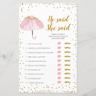 April Shower He said She said Game Card