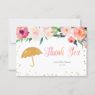 April Shower Umbrella Floral Thank You card
