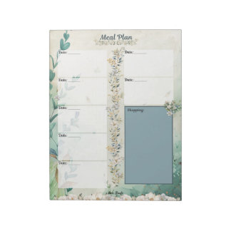 April Showers 7 Day Blank Meal Planner Notepad