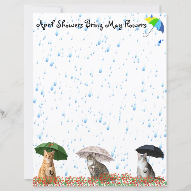 April Showers and Cats Stationery (Front)