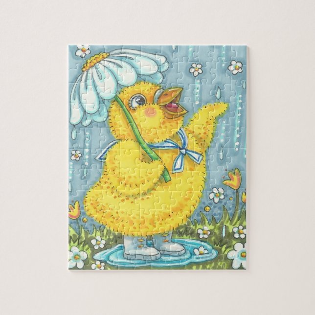 APRIL SHOWERS BABY CHICK, SPRING EASTER PUZZLE (Vertical)