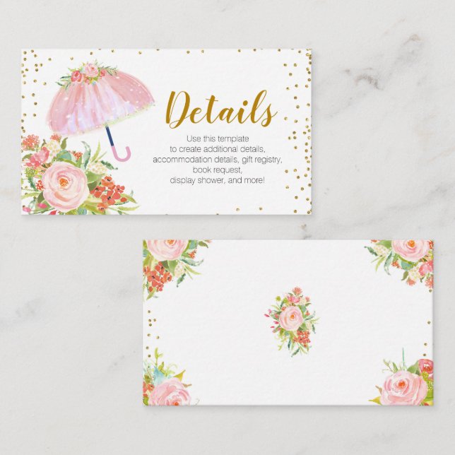 April Showers Bring May Flower Baby Shower Details Enclosure Card (Front/Back)