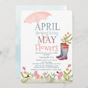 April Showers Bring May Flowers Baby Shower Invita Invitation