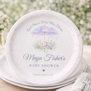 April Showers Bring May Flowers Baby Shower Paper Plate