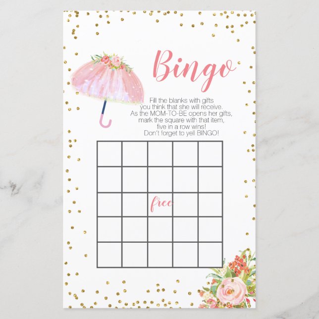 April Showers Bring May Flowers Bingo Game (Front)