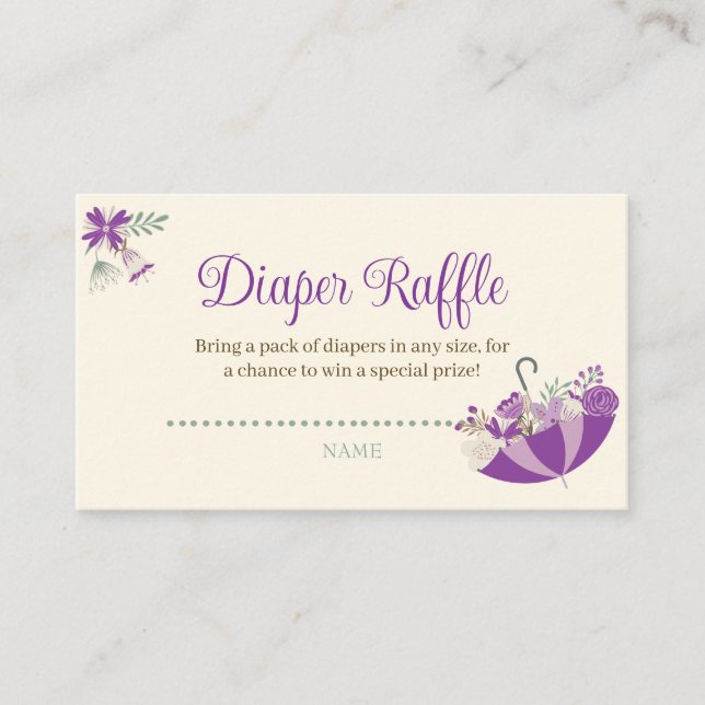 April Showers Bring May Flowers Diaper Raffle Enclosure Card (Front)