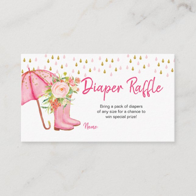April Showers Bring May Flowers Diaper Raffle Enclosure Card (Front)