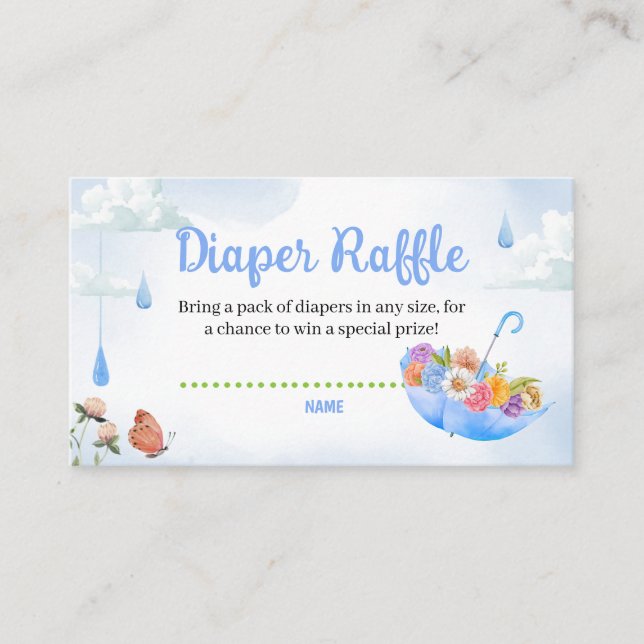 April Showers Bring May Flowers Diaper Raffle Enclosure Card (Front)
