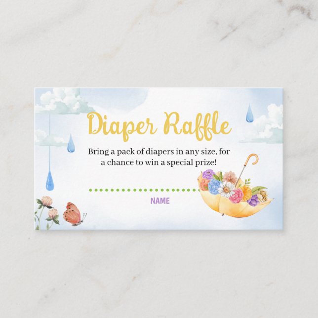 April Showers Bring May Flowers Diaper Raffle Enclosure Card (Front)